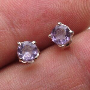 *925 Sterling Silver Genuine Amethyst Earring Studs